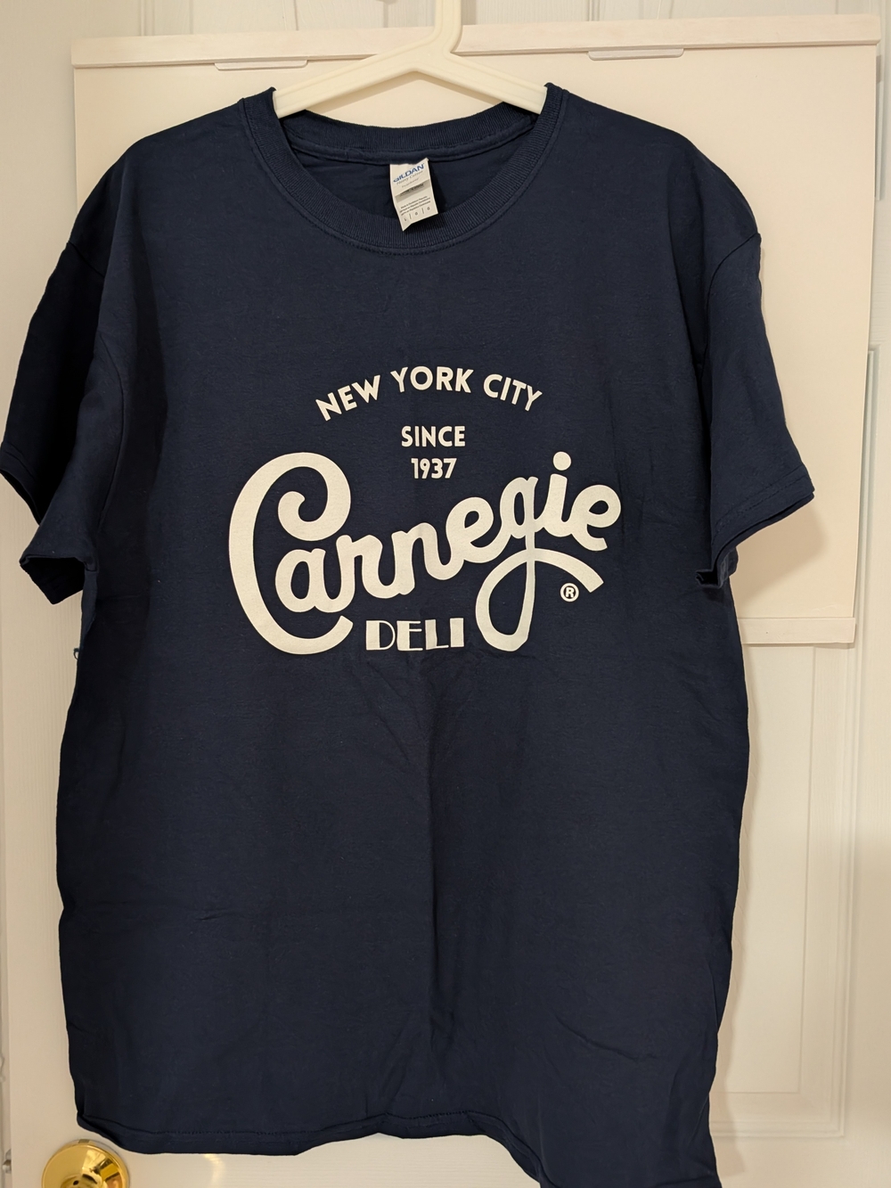 Gildan Navy Carnegie Deli New York City Logo Tee
